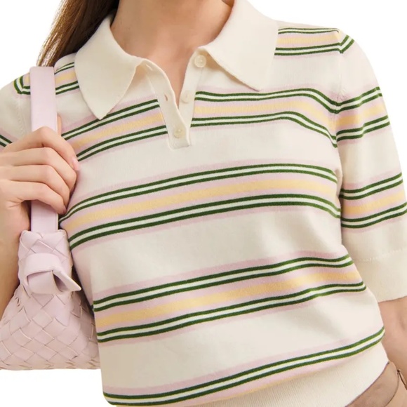 NEW Reformation Campbell Polo Sweater  - size large - Picture 6 of 8